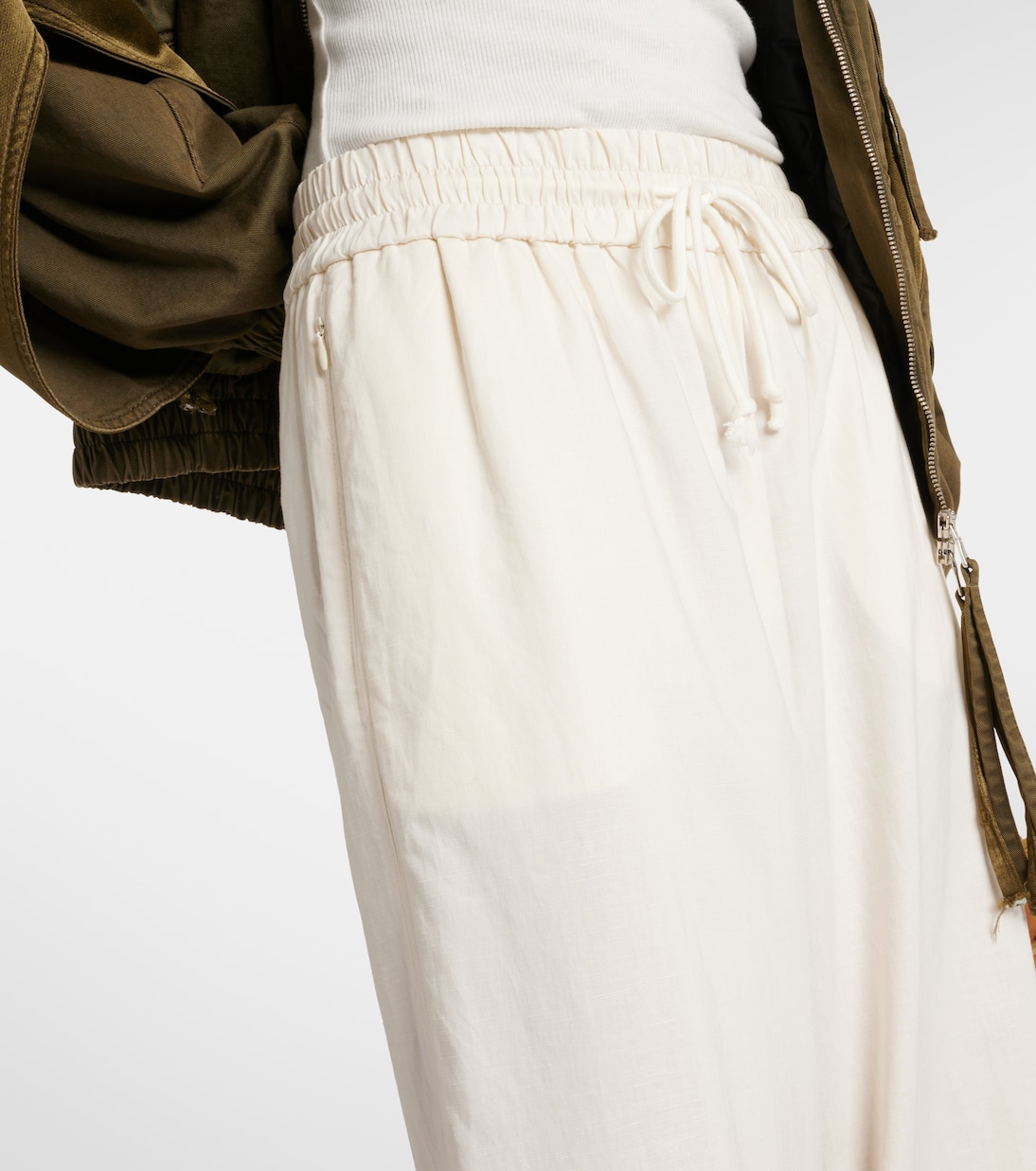 Pantalones anchos de mezcla de algodón de tiro alto | Frame