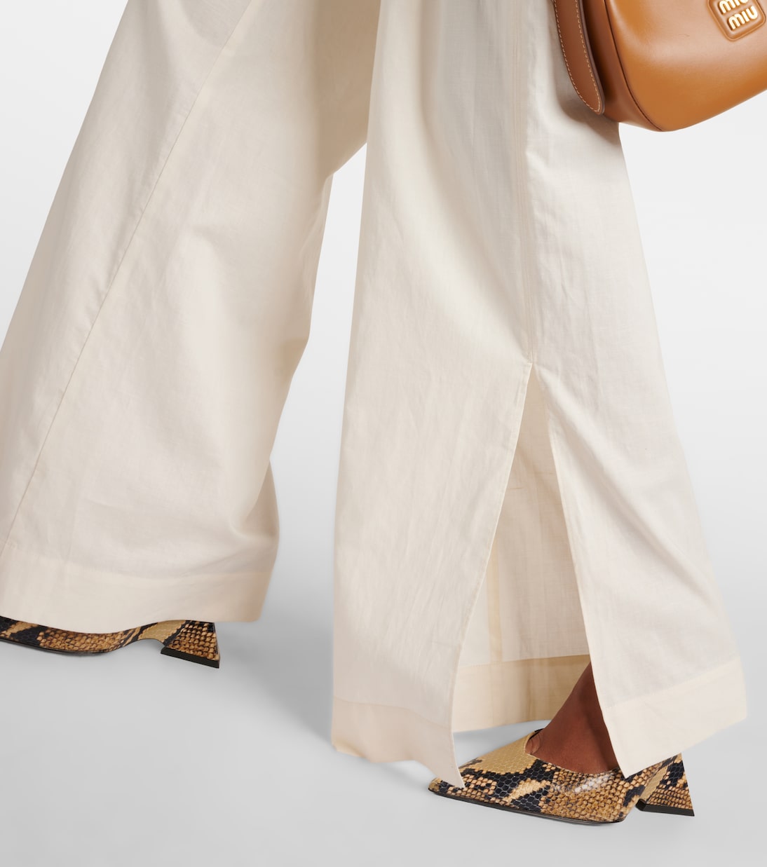 Pantalones anchos de mezcla de algodón de tiro alto | Frame