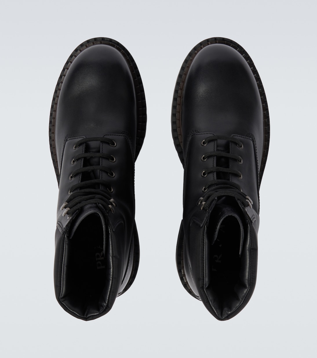 Schnürstiefel aus Leder und Re-Nylon | Prada