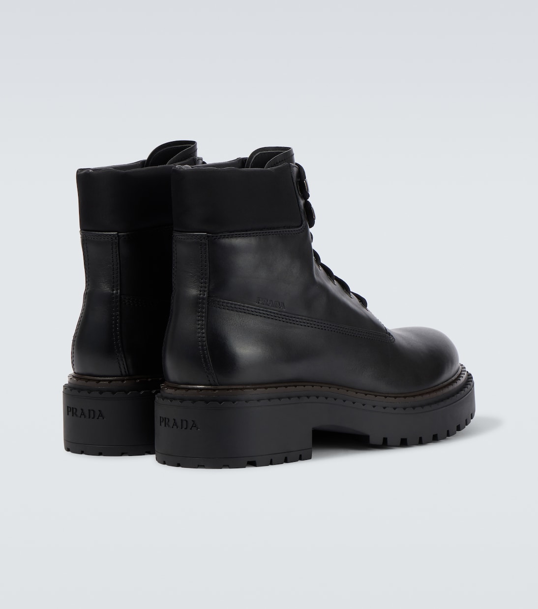 Schnürstiefel aus Leder und Re-Nylon | Prada