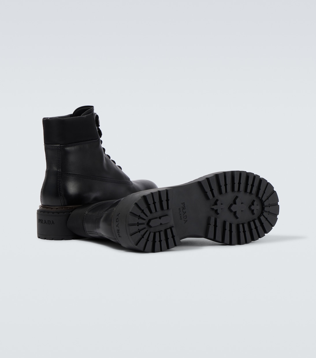 Schnürstiefel aus Leder und Re-Nylon | Prada