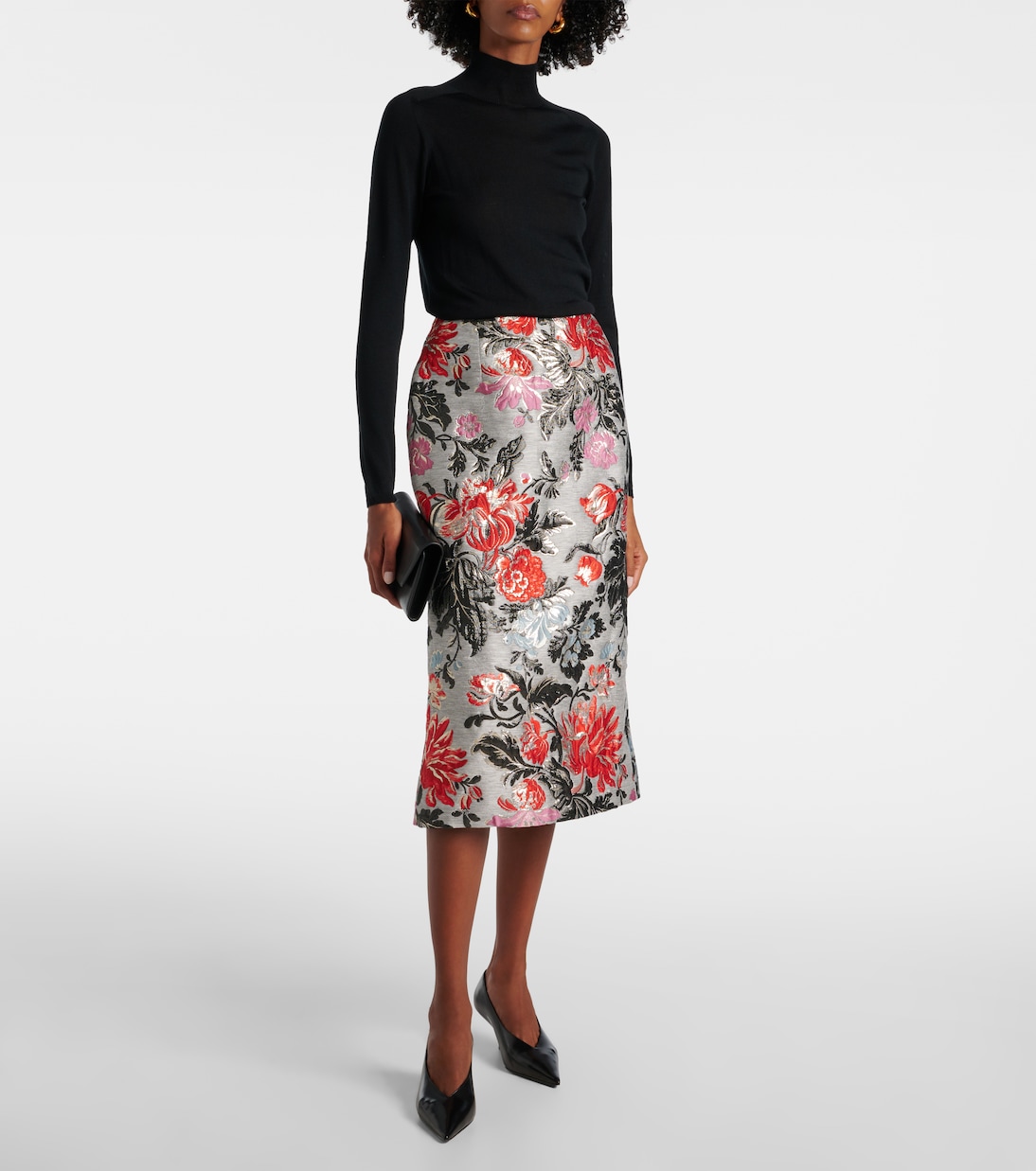 Jupe crayon en jacquard à fleurs | Carolina Herrera