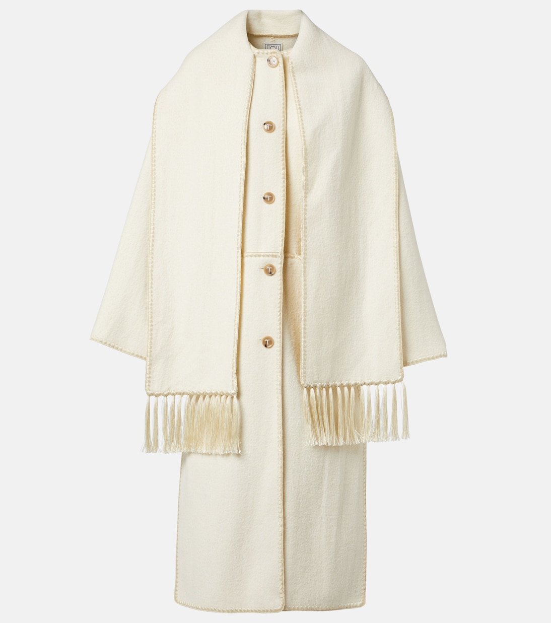 Cappotto in misto lana con sciarpa | Toteme