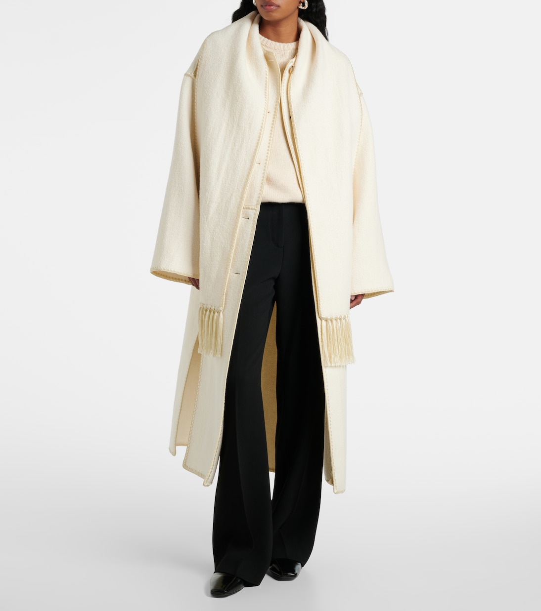 Cappotto in misto lana con sciarpa | Toteme