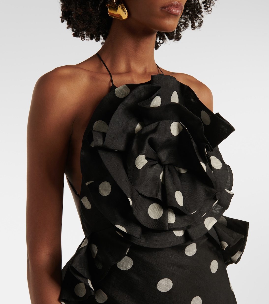 Crush polka-dot ruffled linen and silk gown | Zimmermann