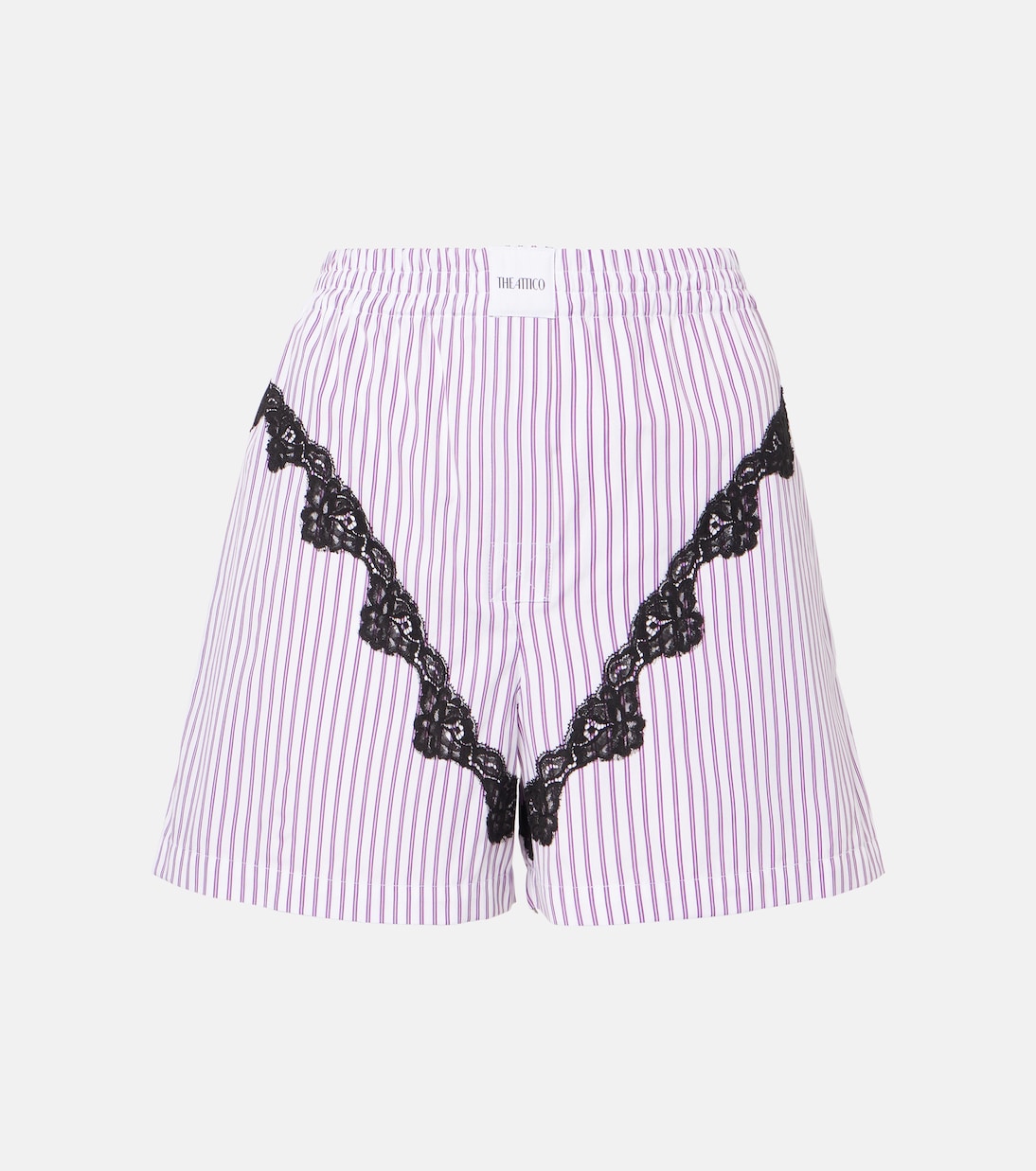 Shorts in cotone a righe con pizzo | The Attico