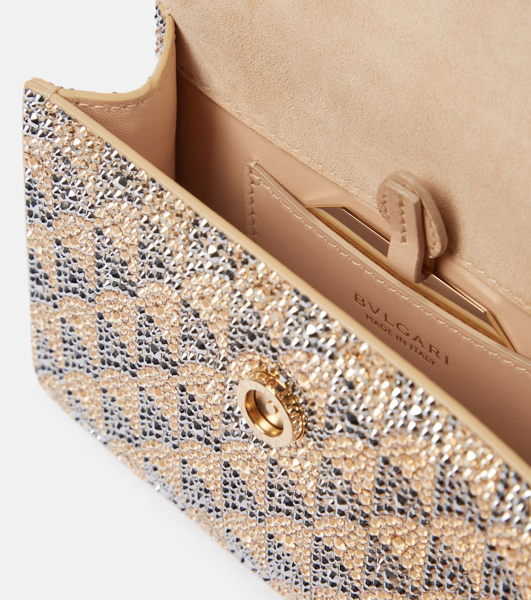 Borsa a tracolla Serpenti Forever Mini in suede con cristalli | Bvlgari