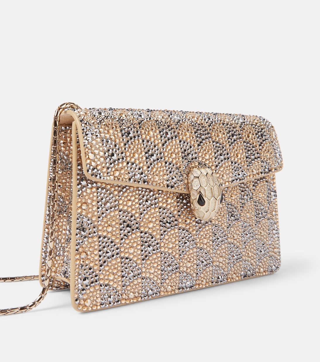 Borsa a tracolla Serpenti Forever Mini in suede con cristalli | Bvlgari