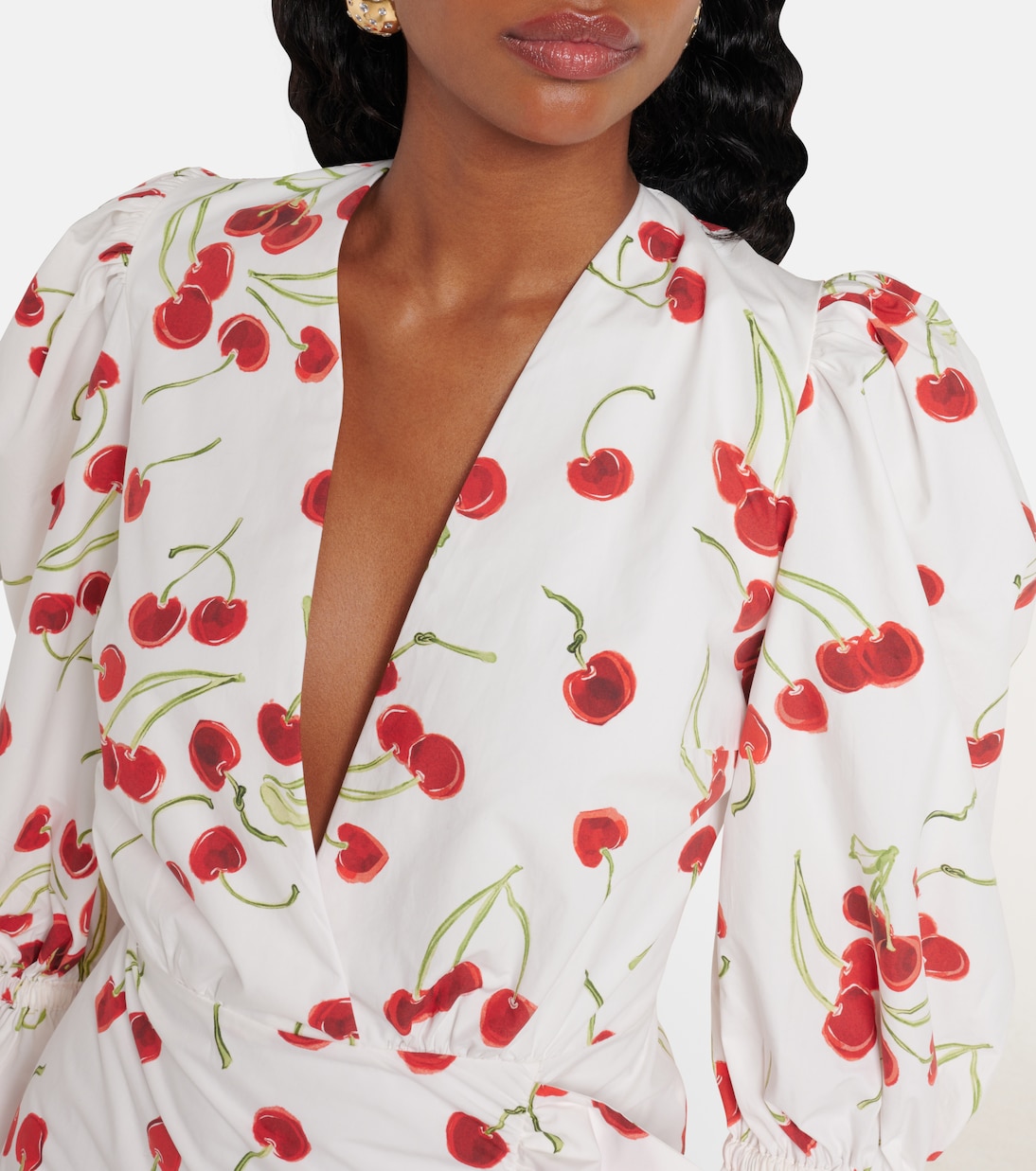 Puff-sleeve cotton-blend minidress | Adriana Degreas