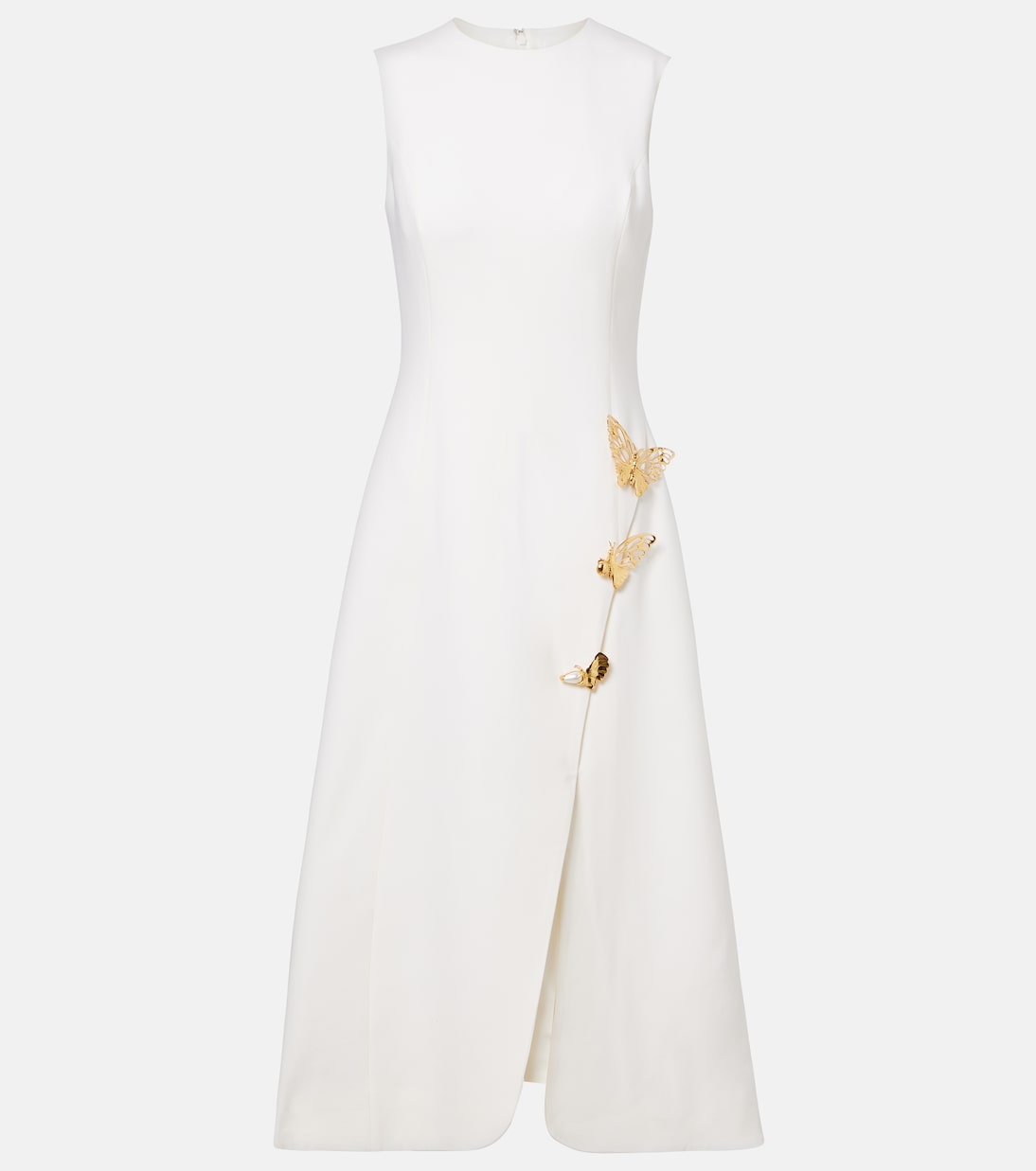 Abito midi in misto lana con applicazioni | Oscar de la Renta