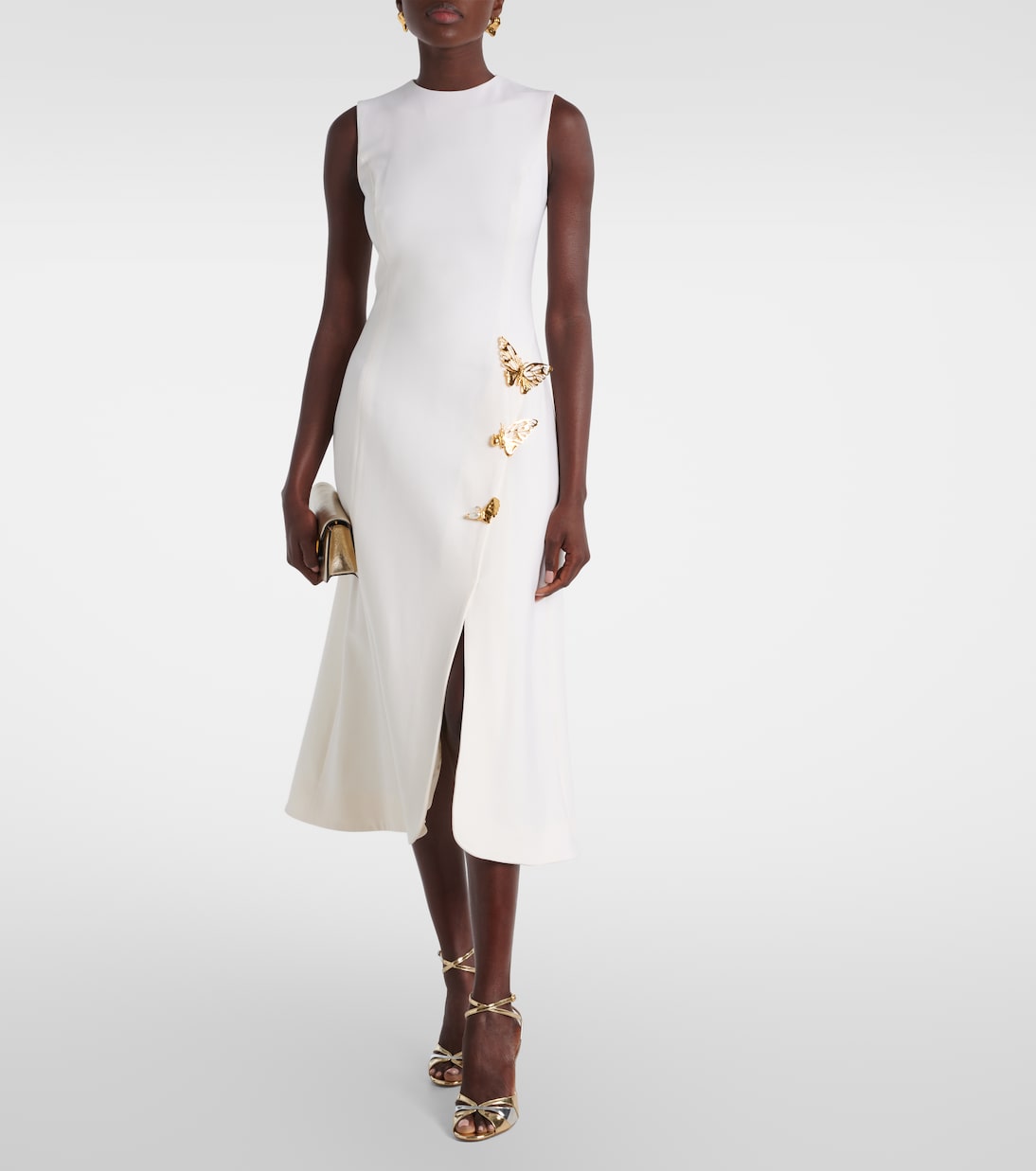Abito midi in misto lana con applicazioni | Oscar de la Renta