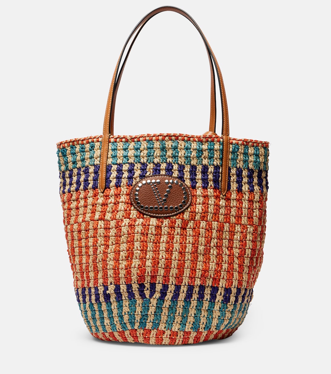 Tote VLogo aus Raffiabast mit Leder | Valentino Garavani