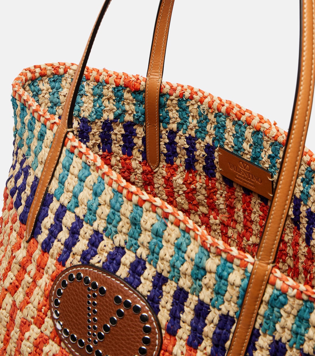 Tote VLogo aus Raffiabast mit Leder | Valentino Garavani