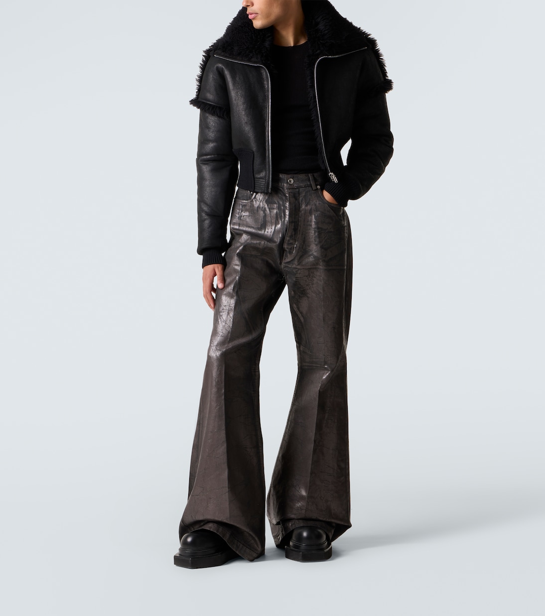 Dracucollar shearling-lined leather jacket | Rick Owens
