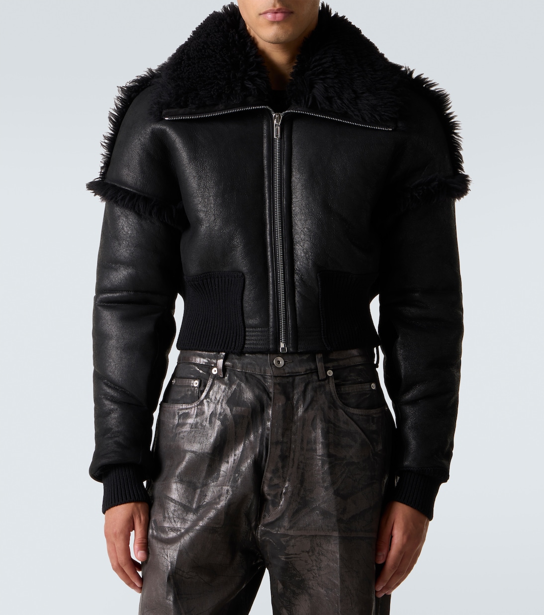 Dracucollar shearling-lined leather jacket | Rick Owens