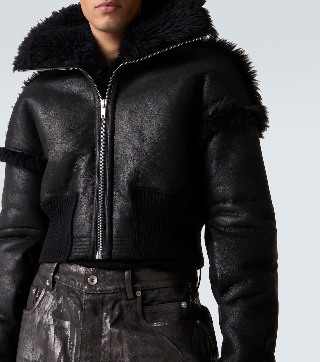Dracucollar shearling-lined leather jacket | Rick Owens