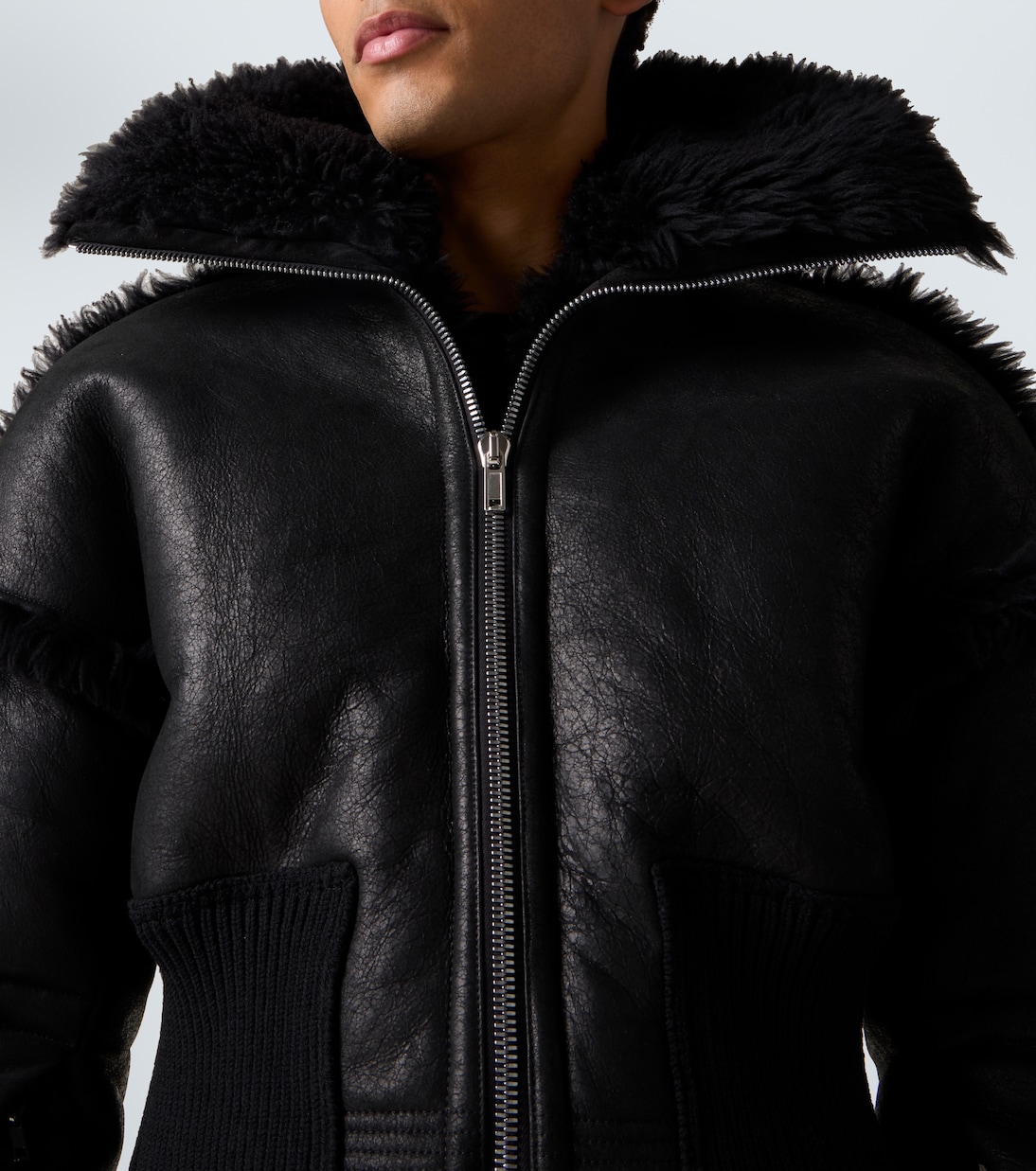 Dracucollar shearling-lined leather jacket | Rick Owens