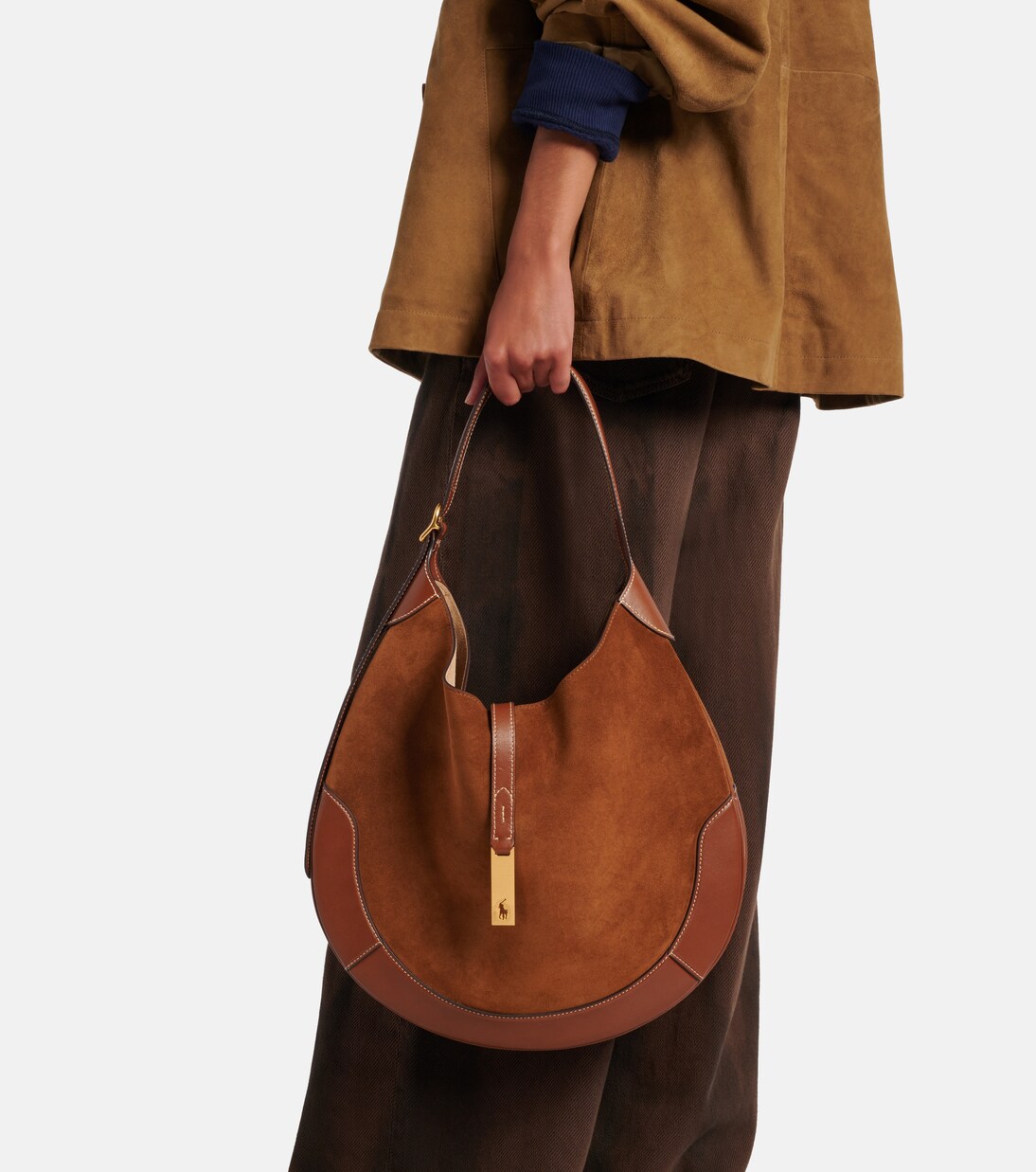 Polo ID Large suede shoulder bag | Polo Ralph Lauren