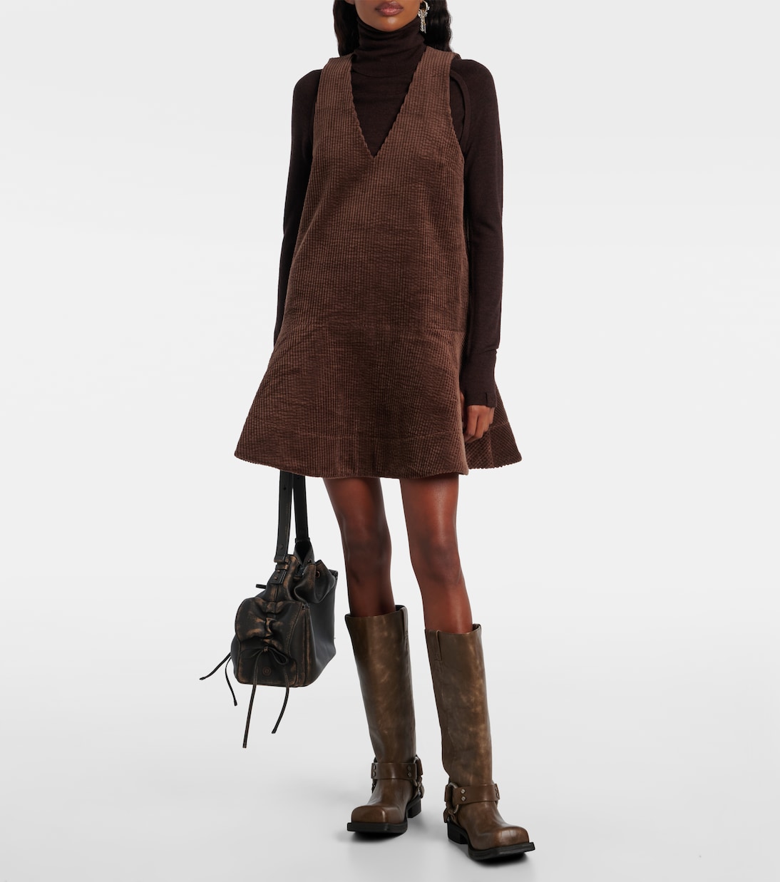 Cotton corduroy minidress | Ganni