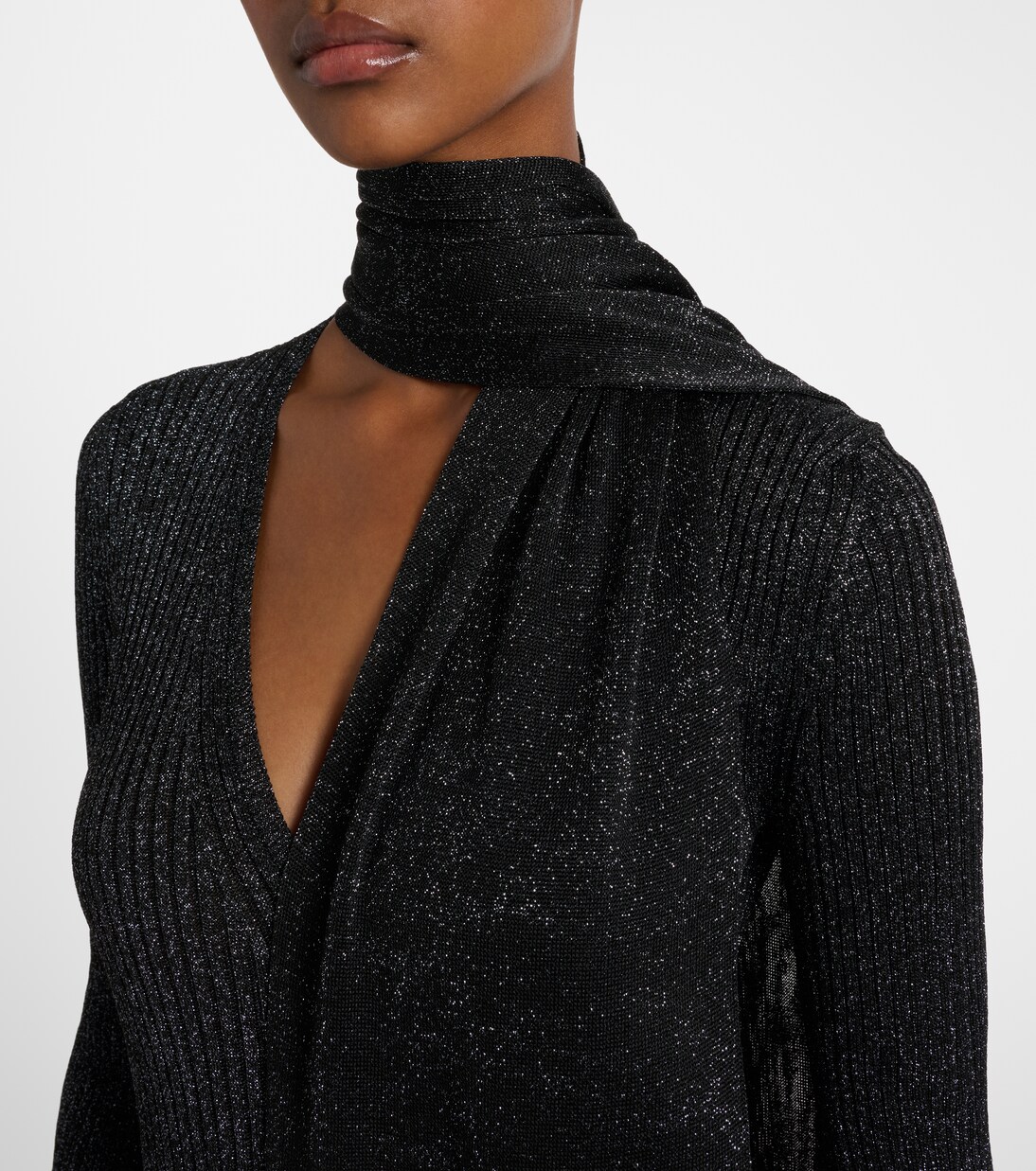 Feather-trimmed lamé maxi dress | Valentino