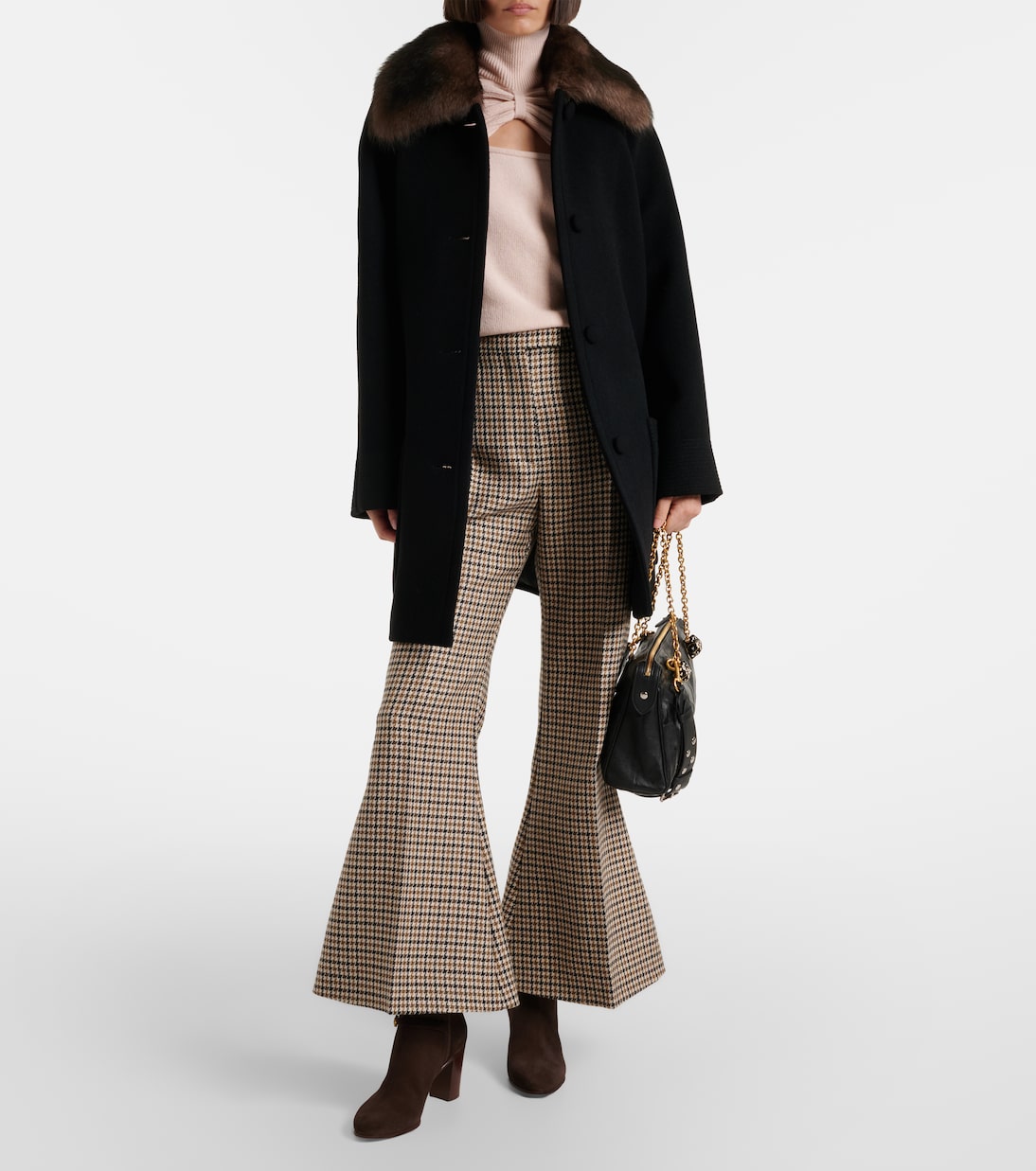 Cropped-Hose aus Schurwolle mit Hahnentrittmuster | Valentino