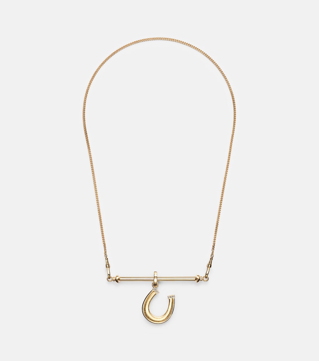 18kt gold and leather pendant necklace with diamonds | Marie Lichtenberg
