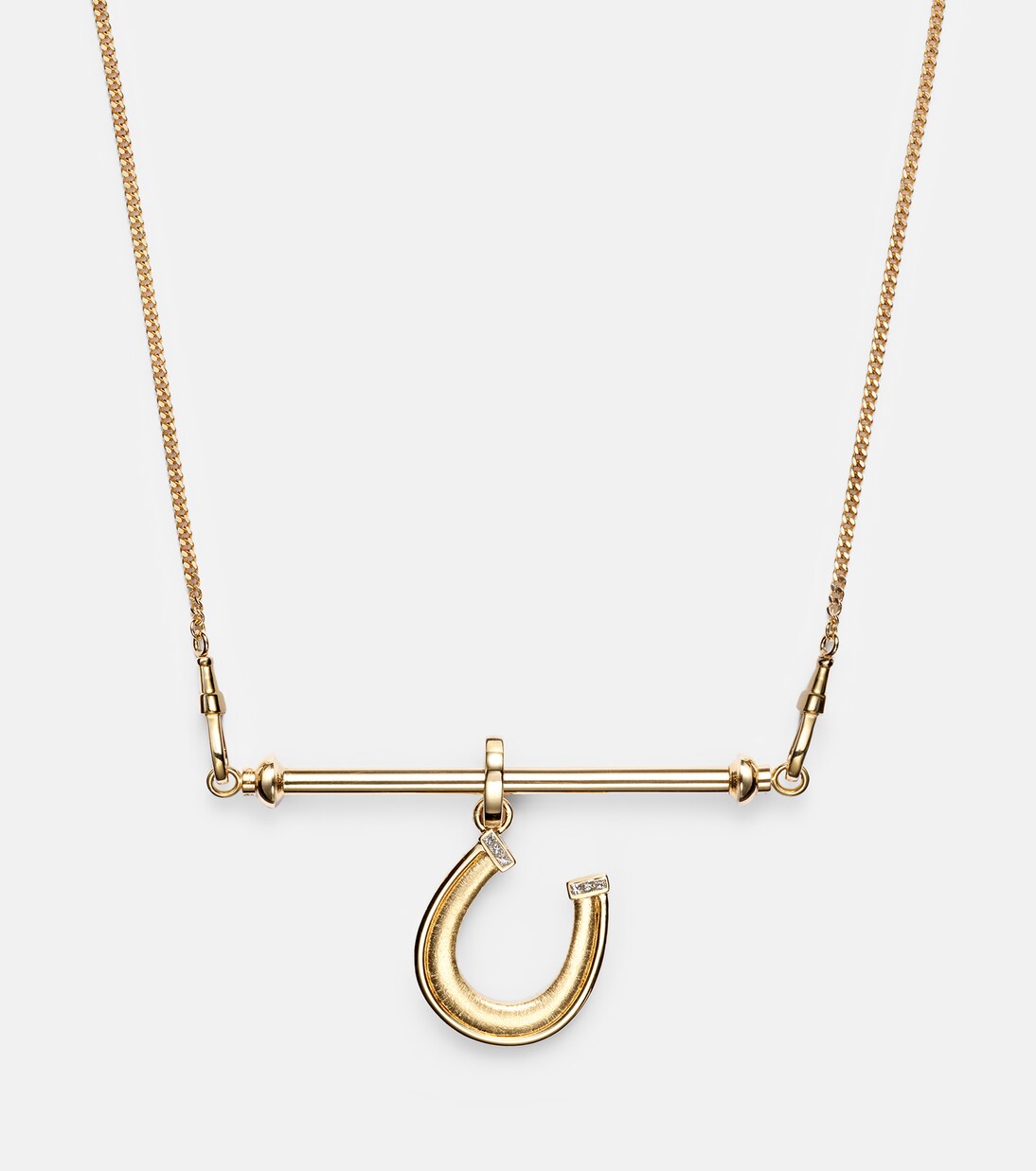 18kt gold and leather pendant necklace with diamonds | Marie Lichtenberg