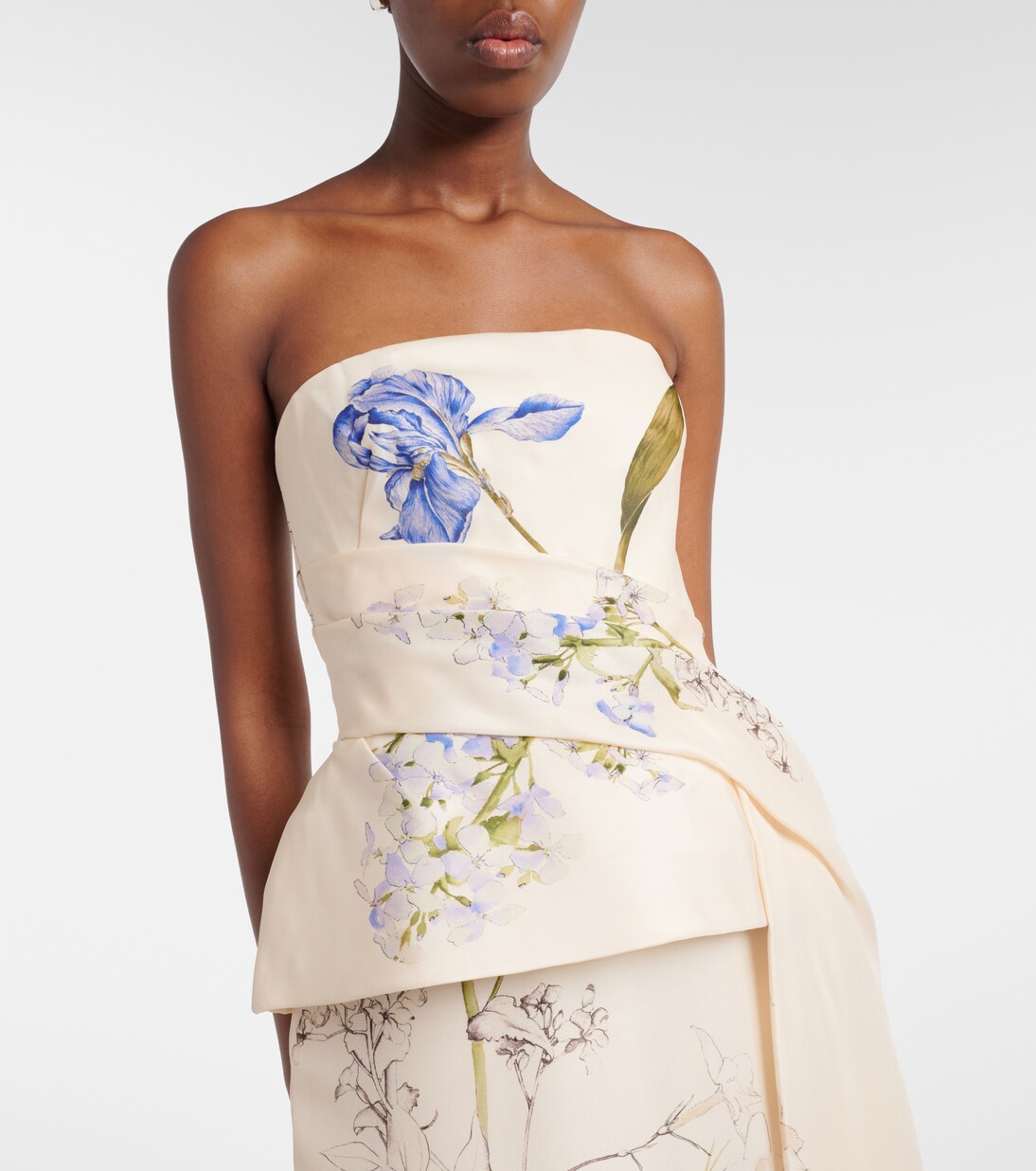 Draped floral silk cocktail dress | Monique Lhuillier