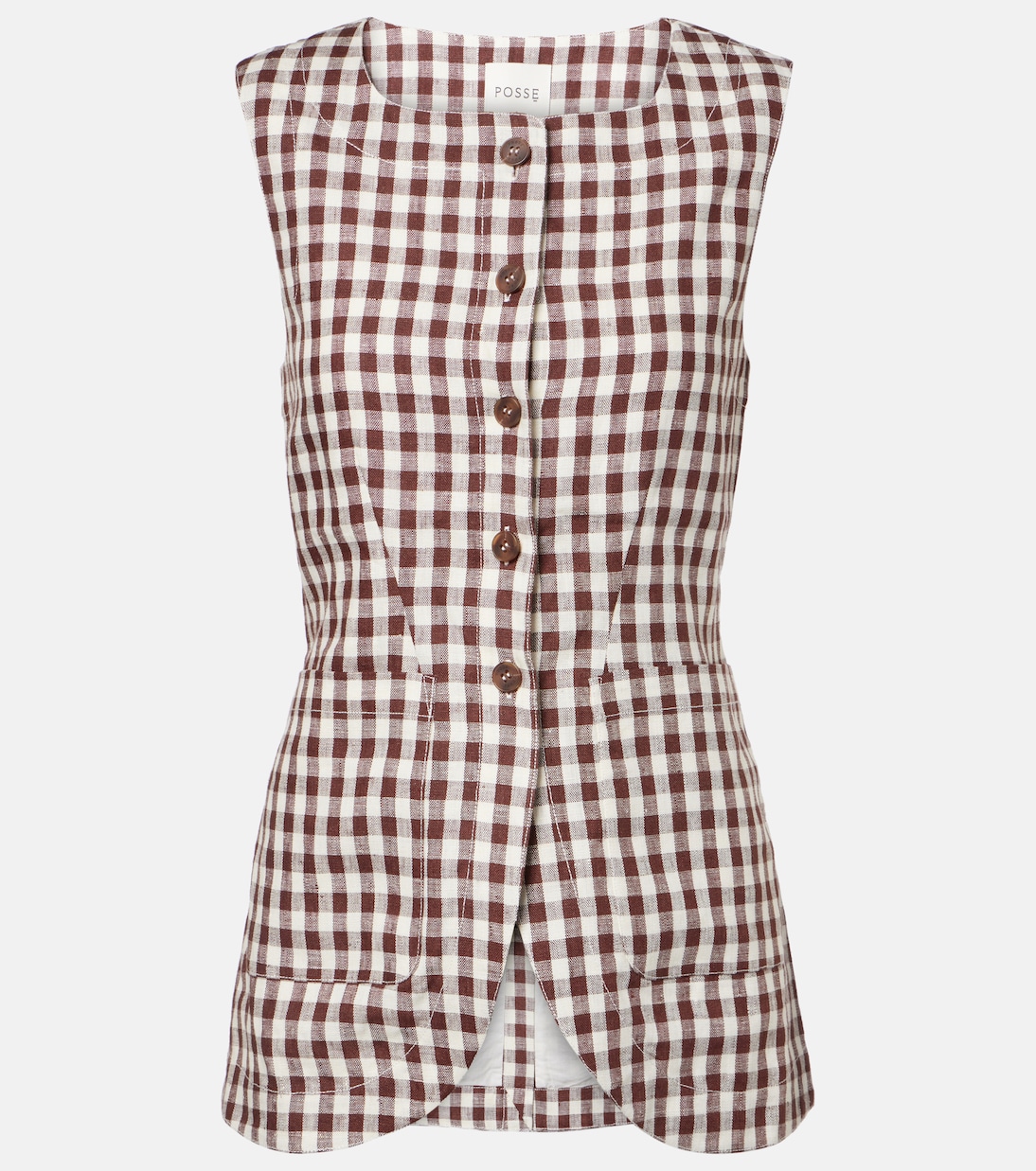 Romeo gingham linen vest  | Posse