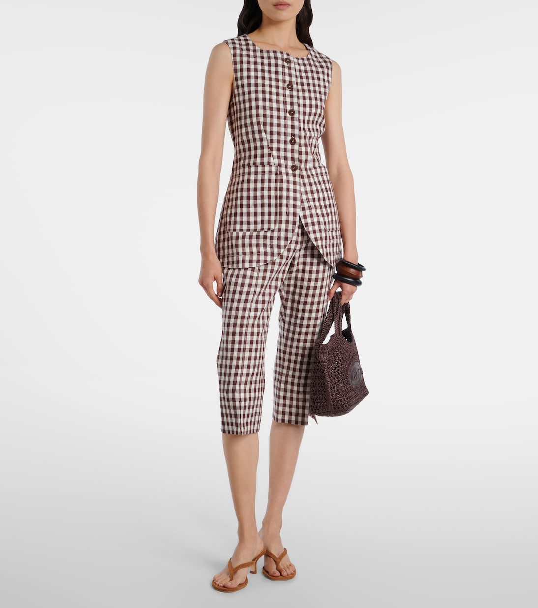 Romeo gingham linen vest  | Posse