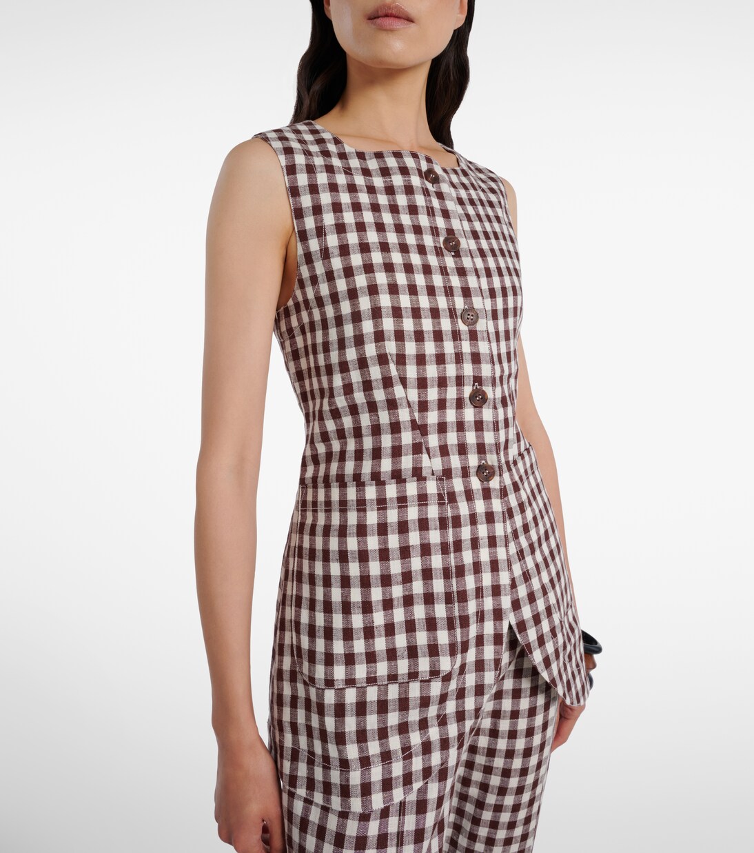 Romeo gingham linen vest  | Posse