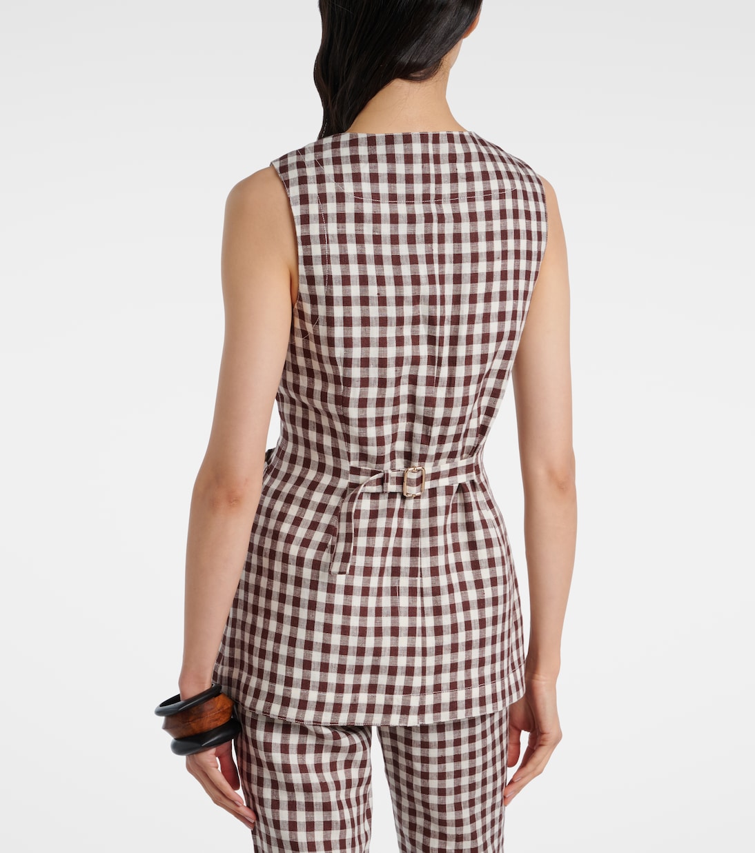 Romeo gingham linen vest  | Posse