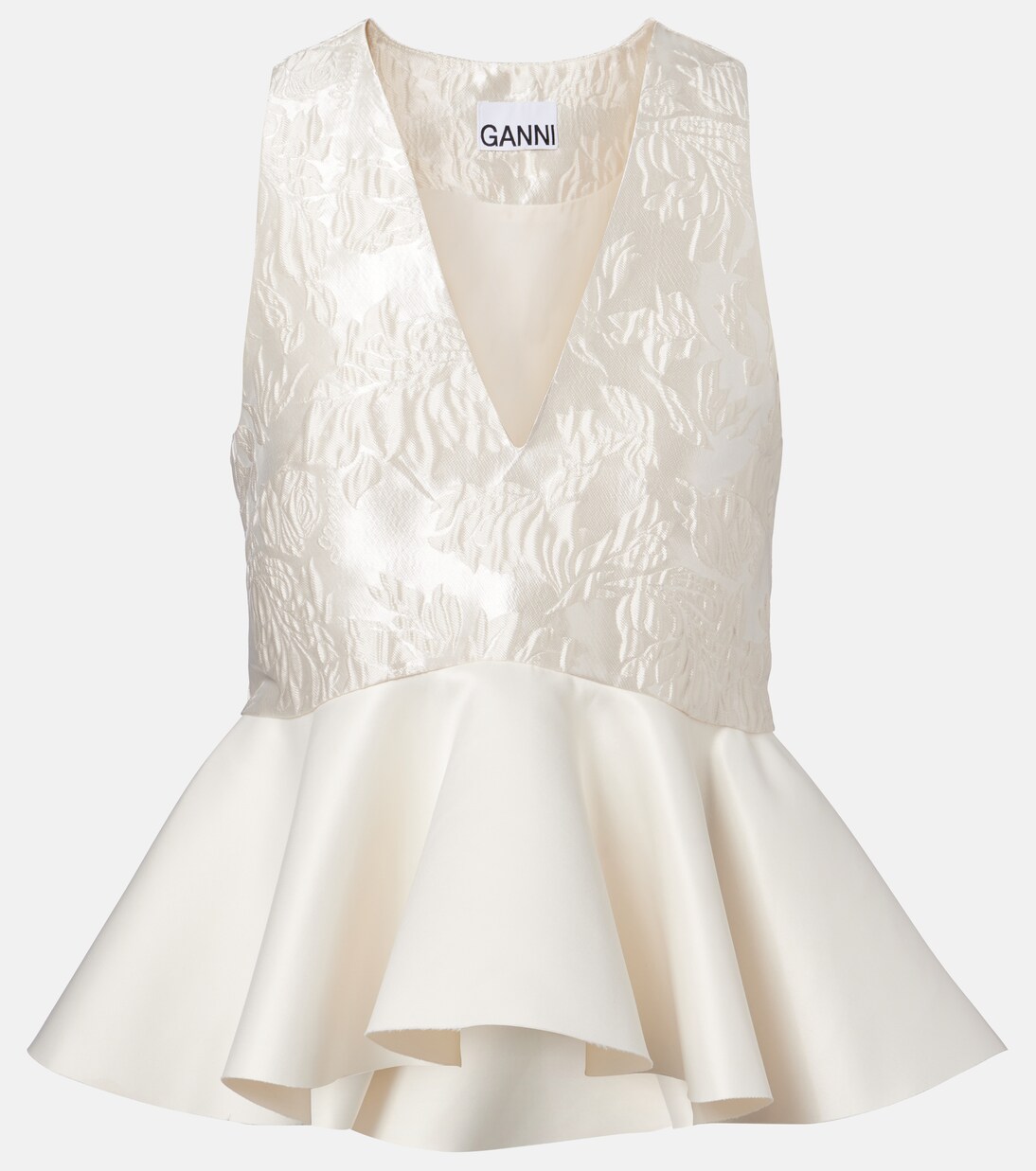 Peplum satin cloqué top | Ganni