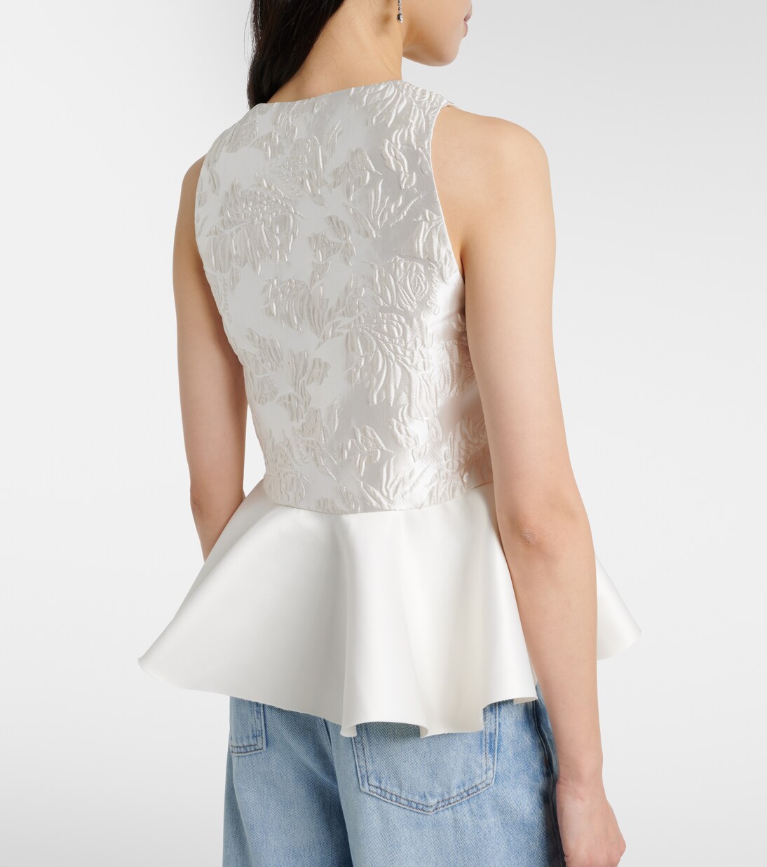 Peplum satin cloqué top | Ganni