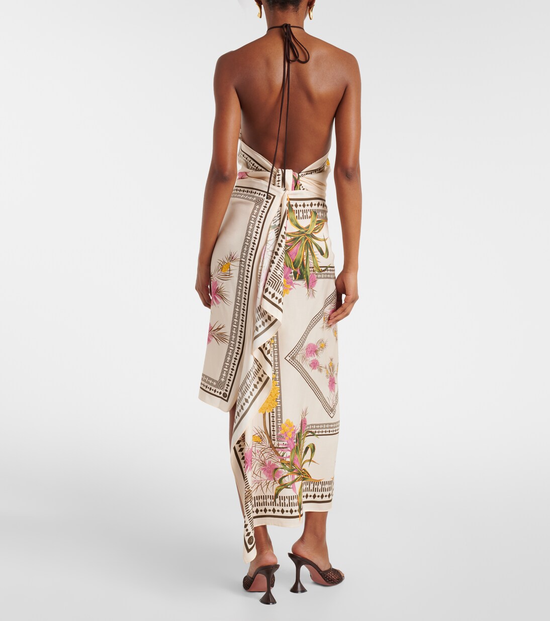 Asymmetric draped printed twill midi skirt | Blumarine