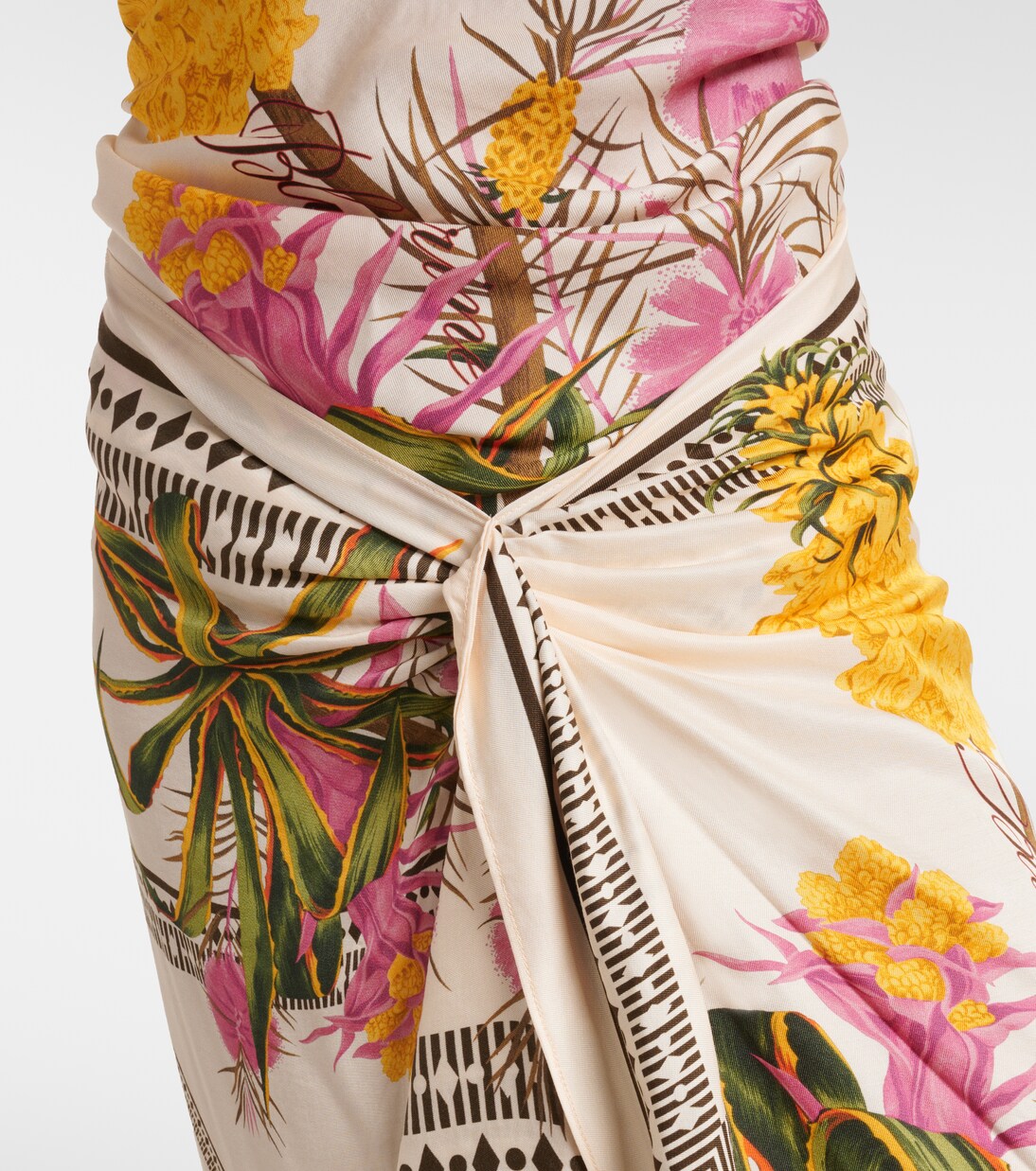 Asymmetric draped printed twill midi skirt | Blumarine