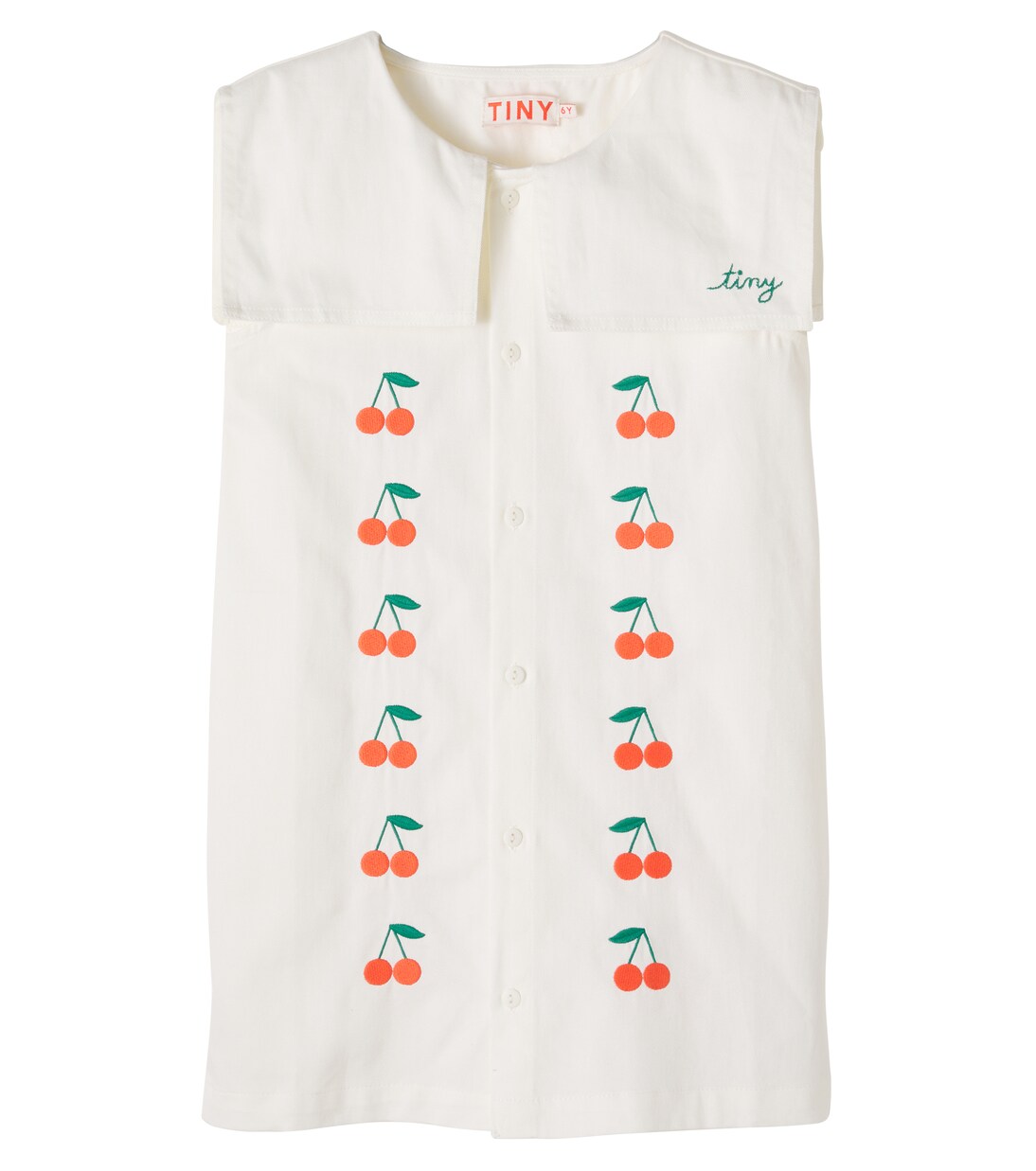 Vestido Cherries de sarga de algodón | Tinycottons