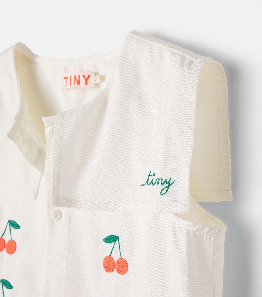 Vestido Cherries de sarga de algodón | Tinycottons