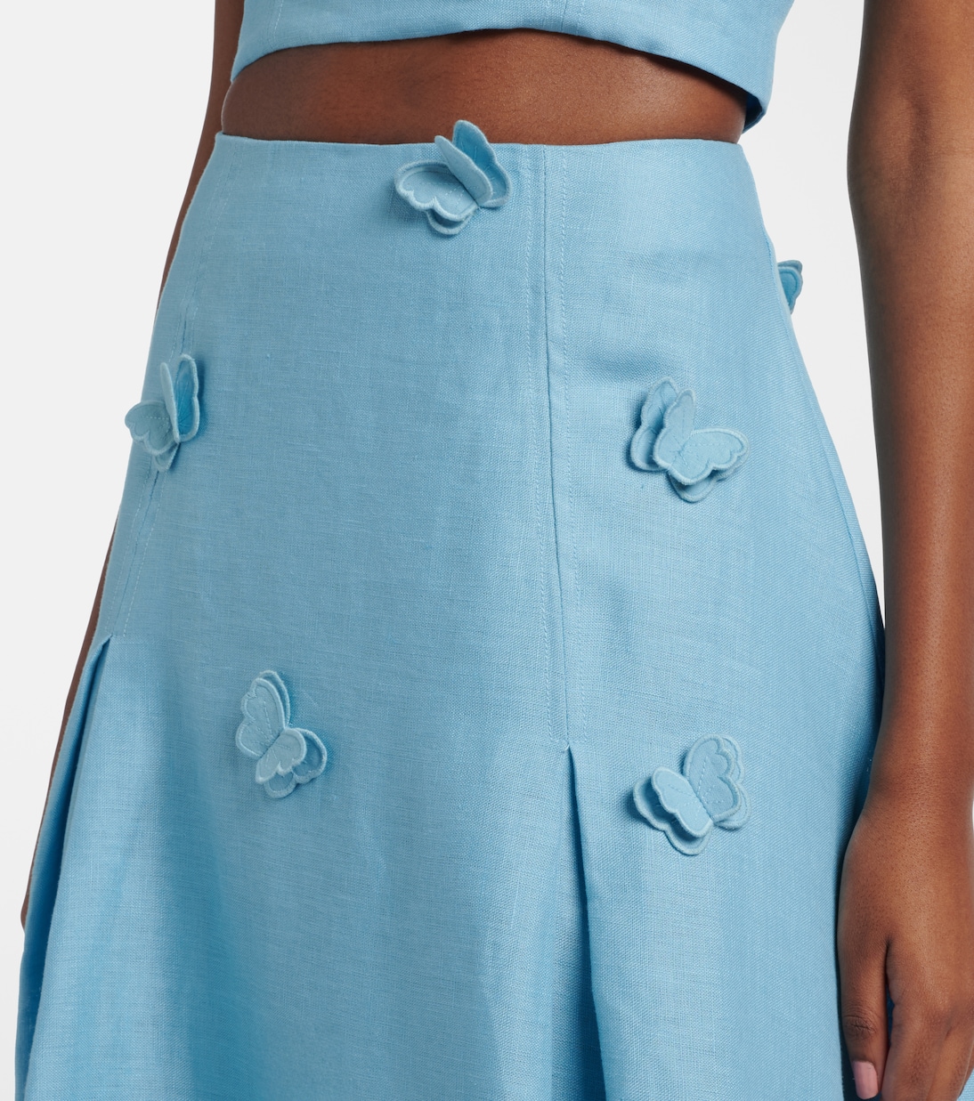 Patch-appliqué linen midi skirt | Farm Rio