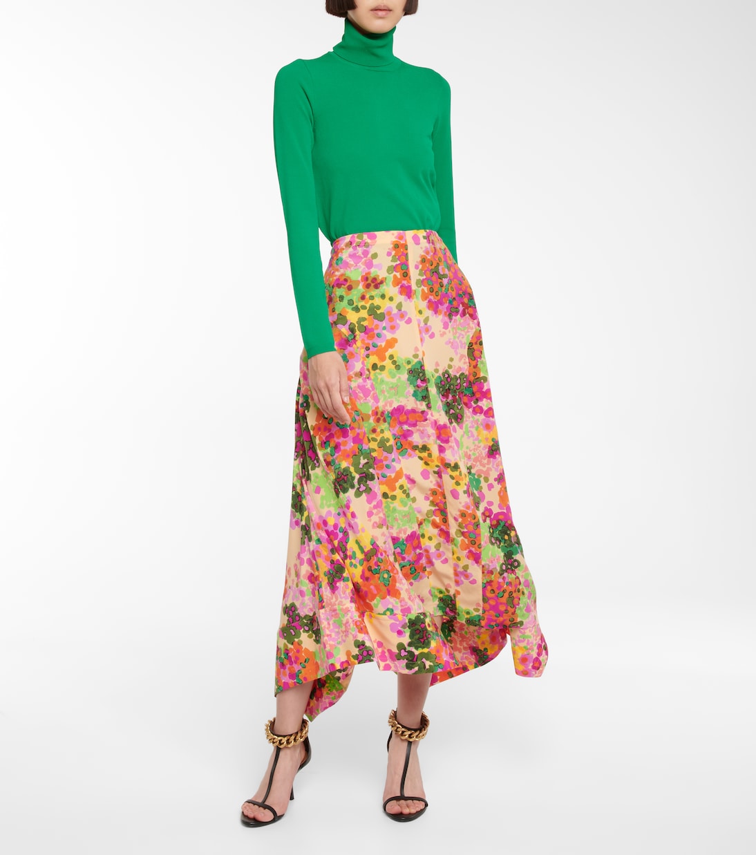 Falda midi Naya de seda floral | Stella McCartney