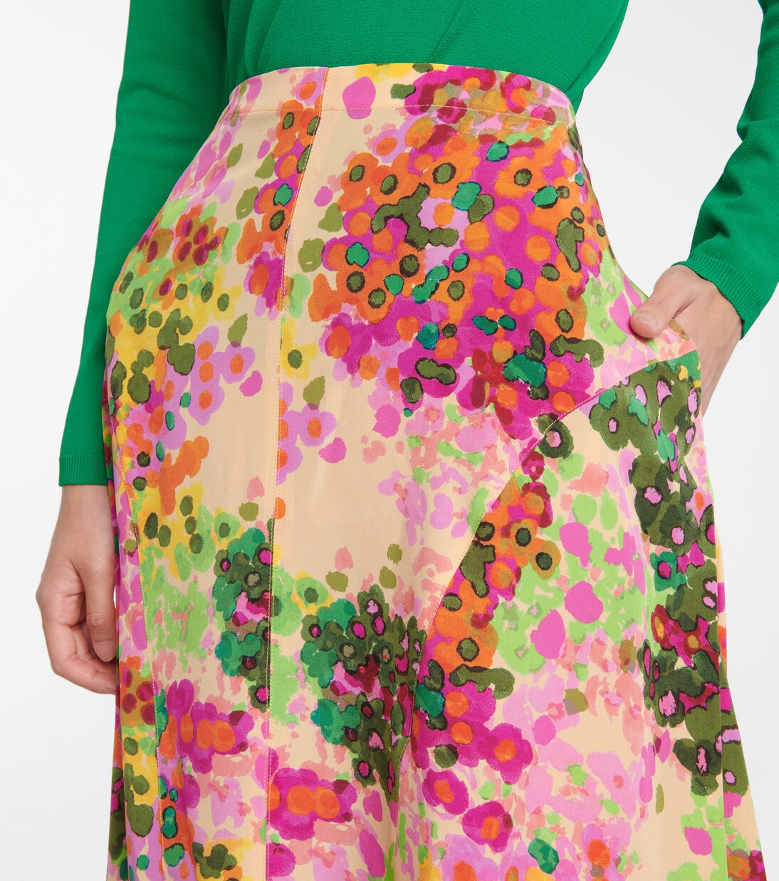 Falda midi Naya de seda floral | Stella McCartney