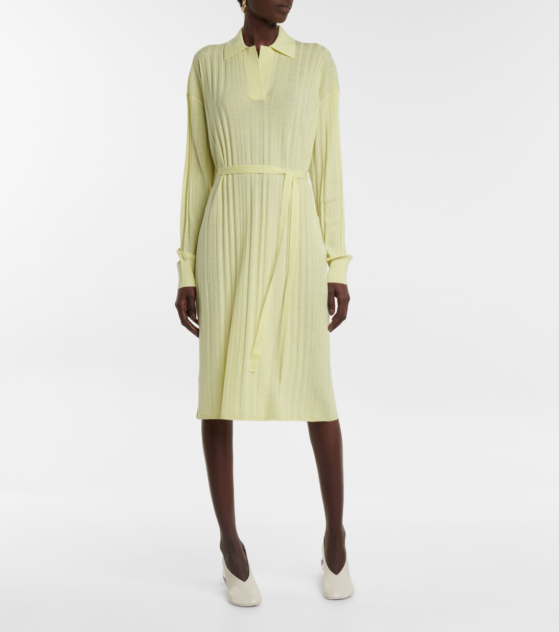 Ribbed-knit wool polo midi dress | Joseph