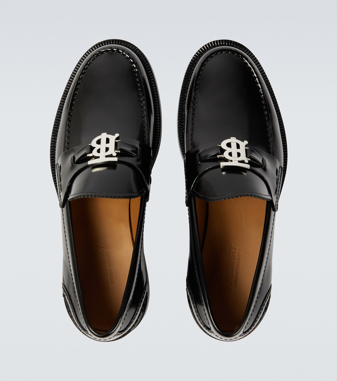 Polished leather loafers in black Burberry Mytheresa