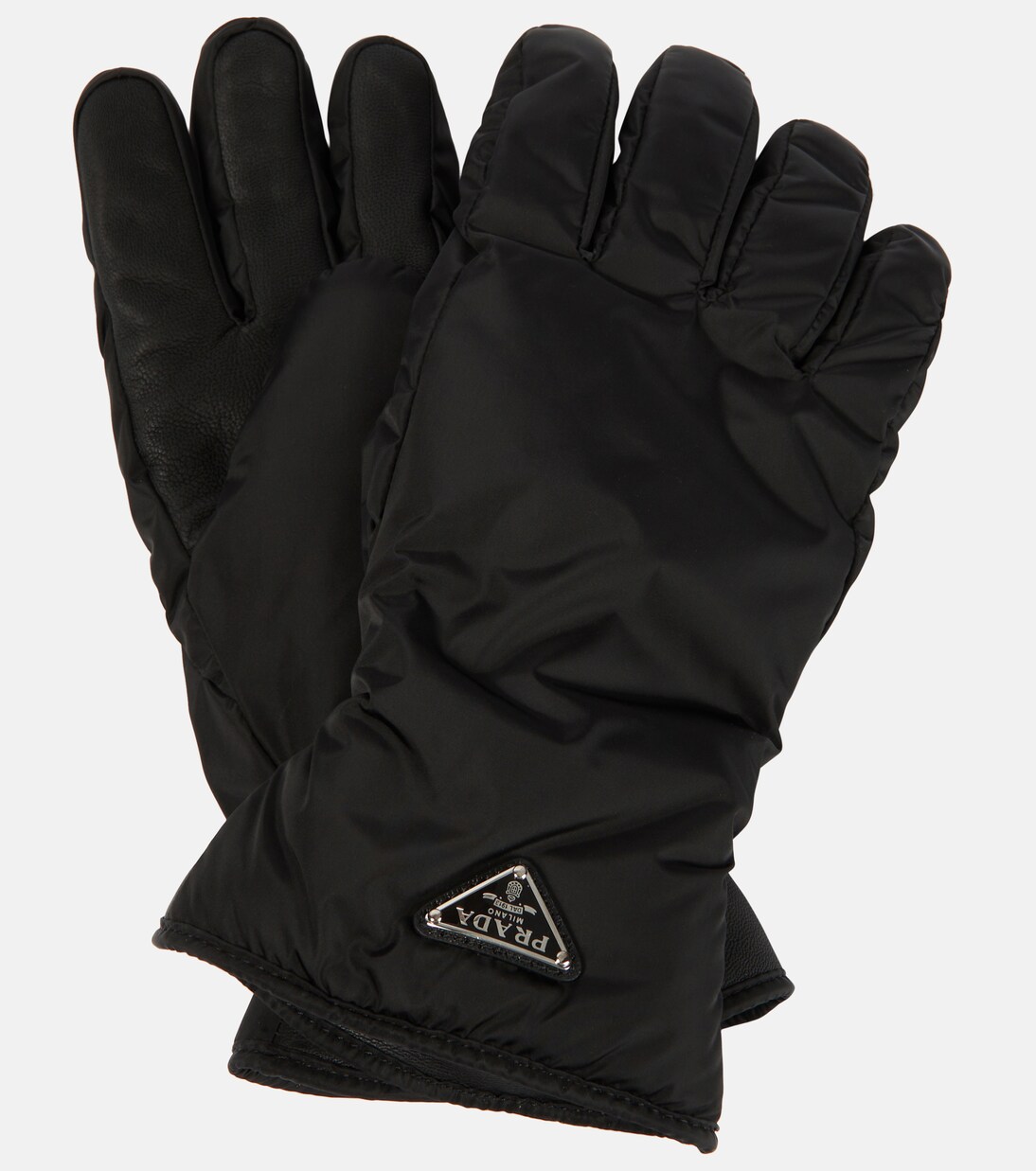 Logo ski gloves in black Prada Mytheresa