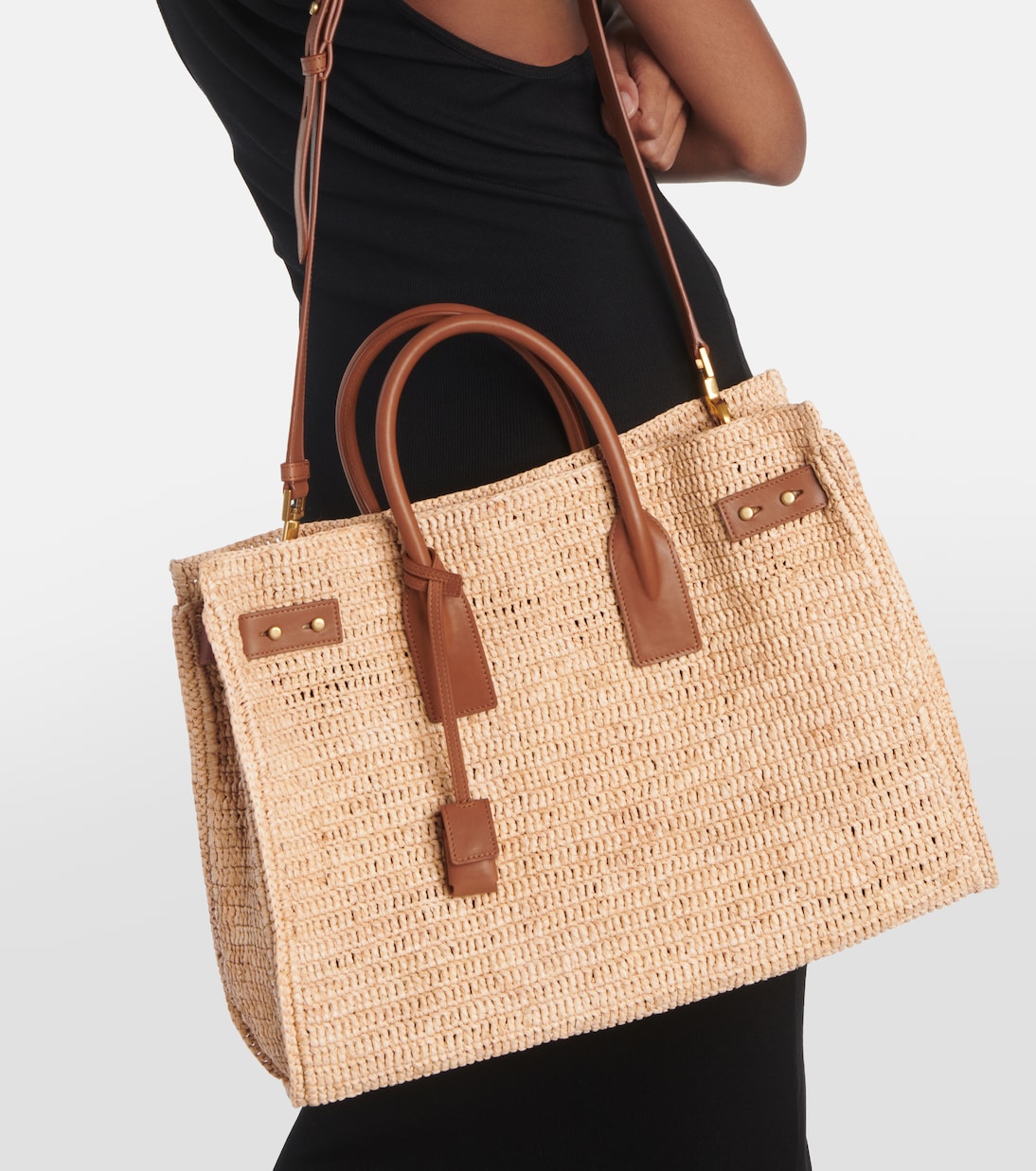 Sac De Jour Supple Medium en raphia | Saint Laurent