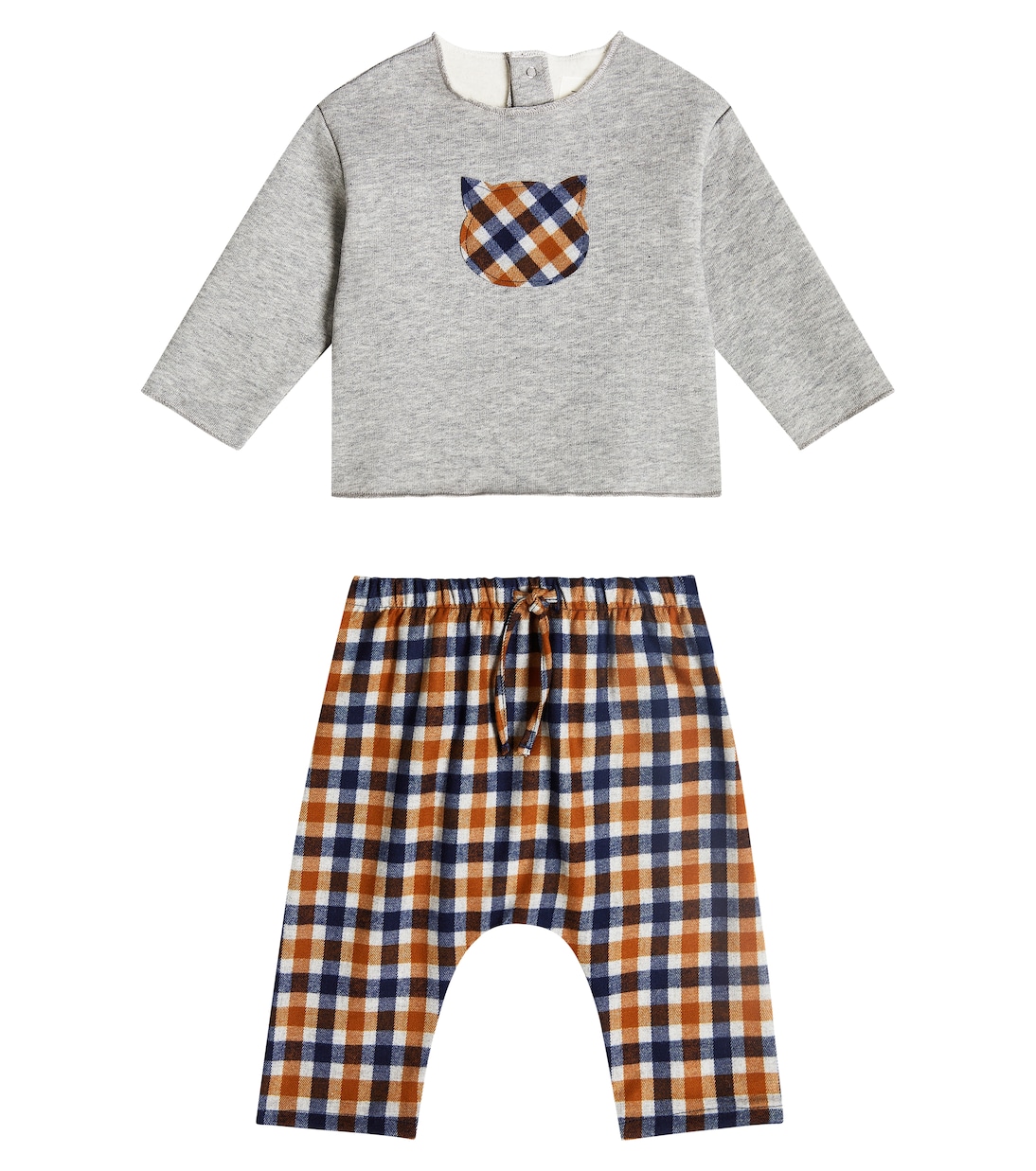 Baby checked cotton top and pants set | Il Gufo