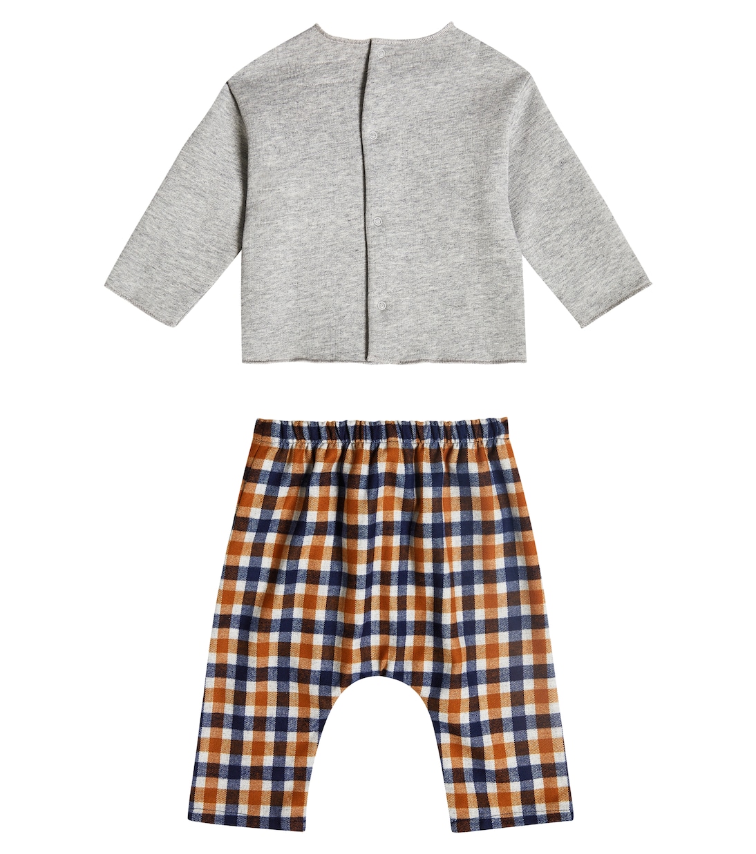 Baby checked cotton top and pants set | Il Gufo