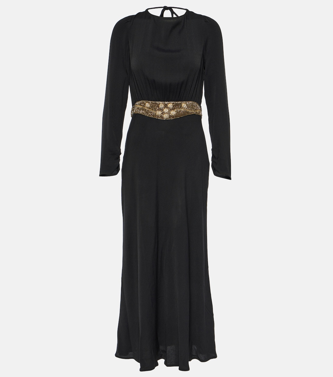 Vestido midi Elena de crepé adornado | Rixo