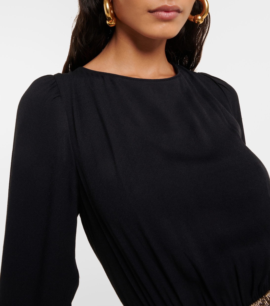 Vestido midi Elena de crepé adornado | Rixo