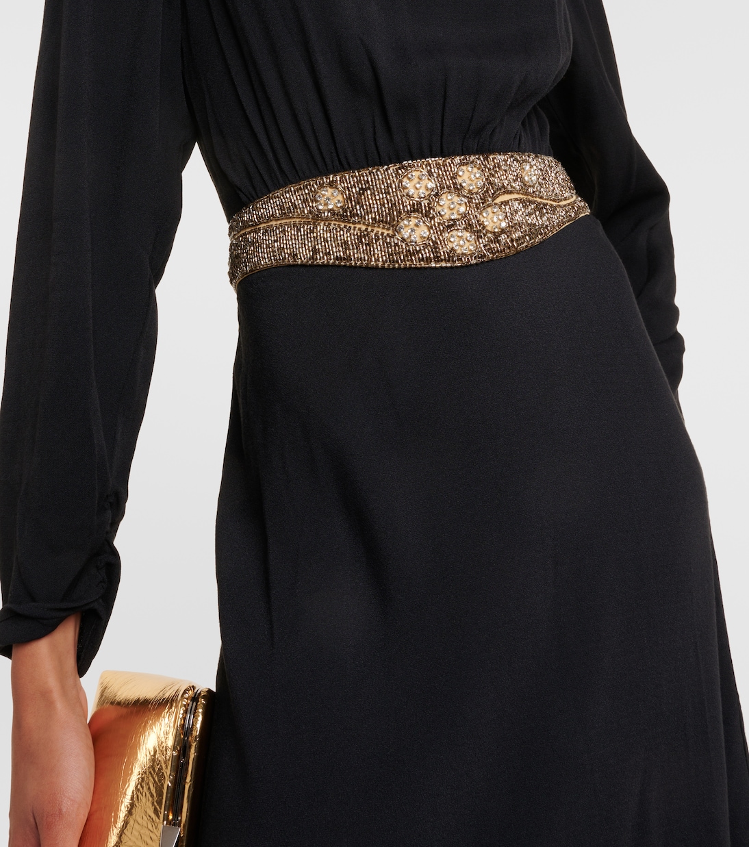 Vestido midi Elena de crepé adornado | Rixo